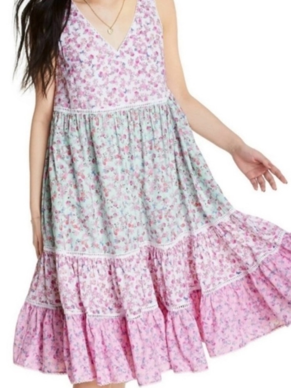 Women’s Love Shack Fancy for Target Camille Babydoll Dress Tiered Flowy Sz XS